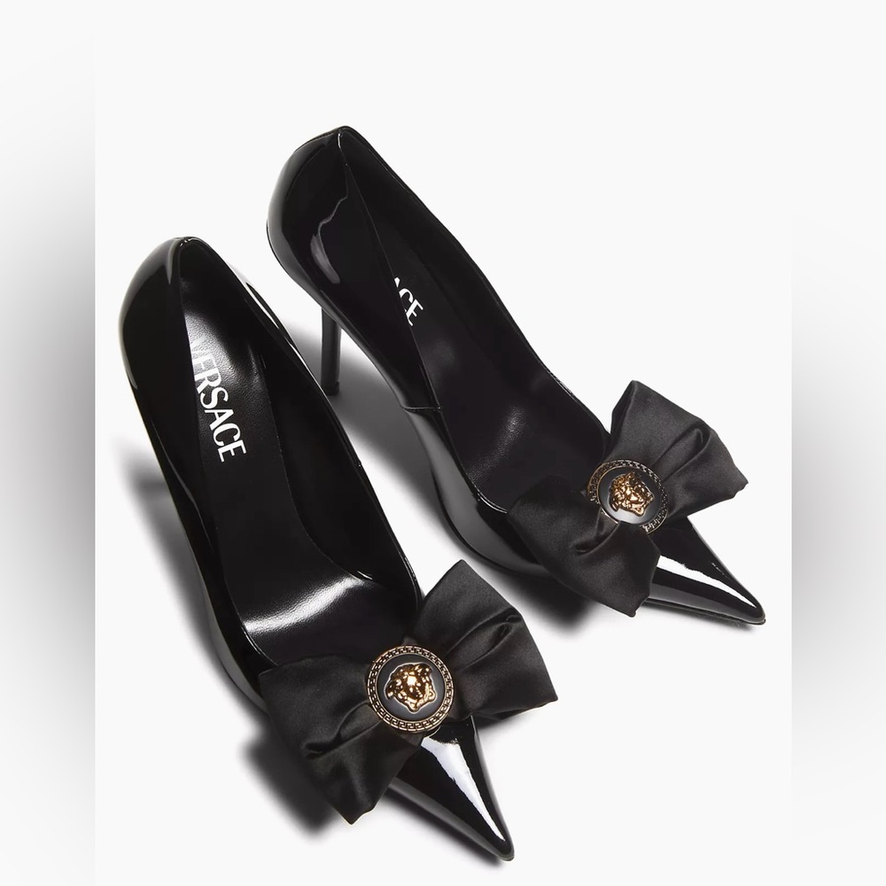 Versace Gianni 110mm Ribbon leather pumps size 37 1/2